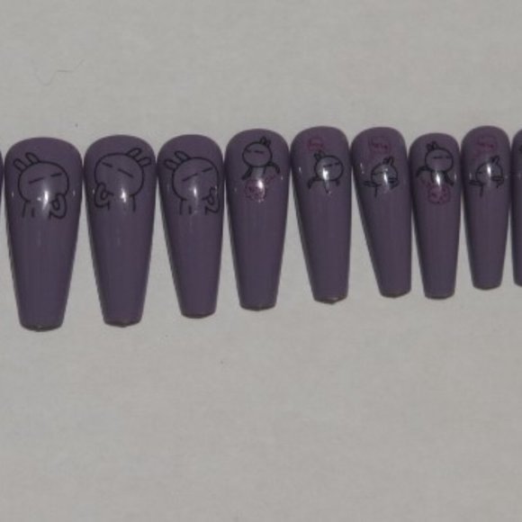 Lavender with Bunnies- press on nail set - Picture 3 of 6